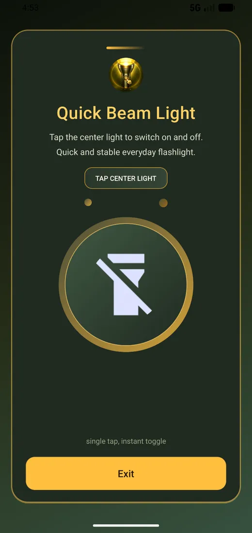 Quick Beam Light showing the flashlight switched off