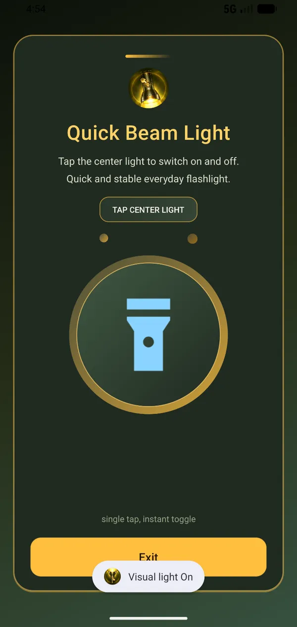 Quick Beam Light with its central flashlight control switched on
